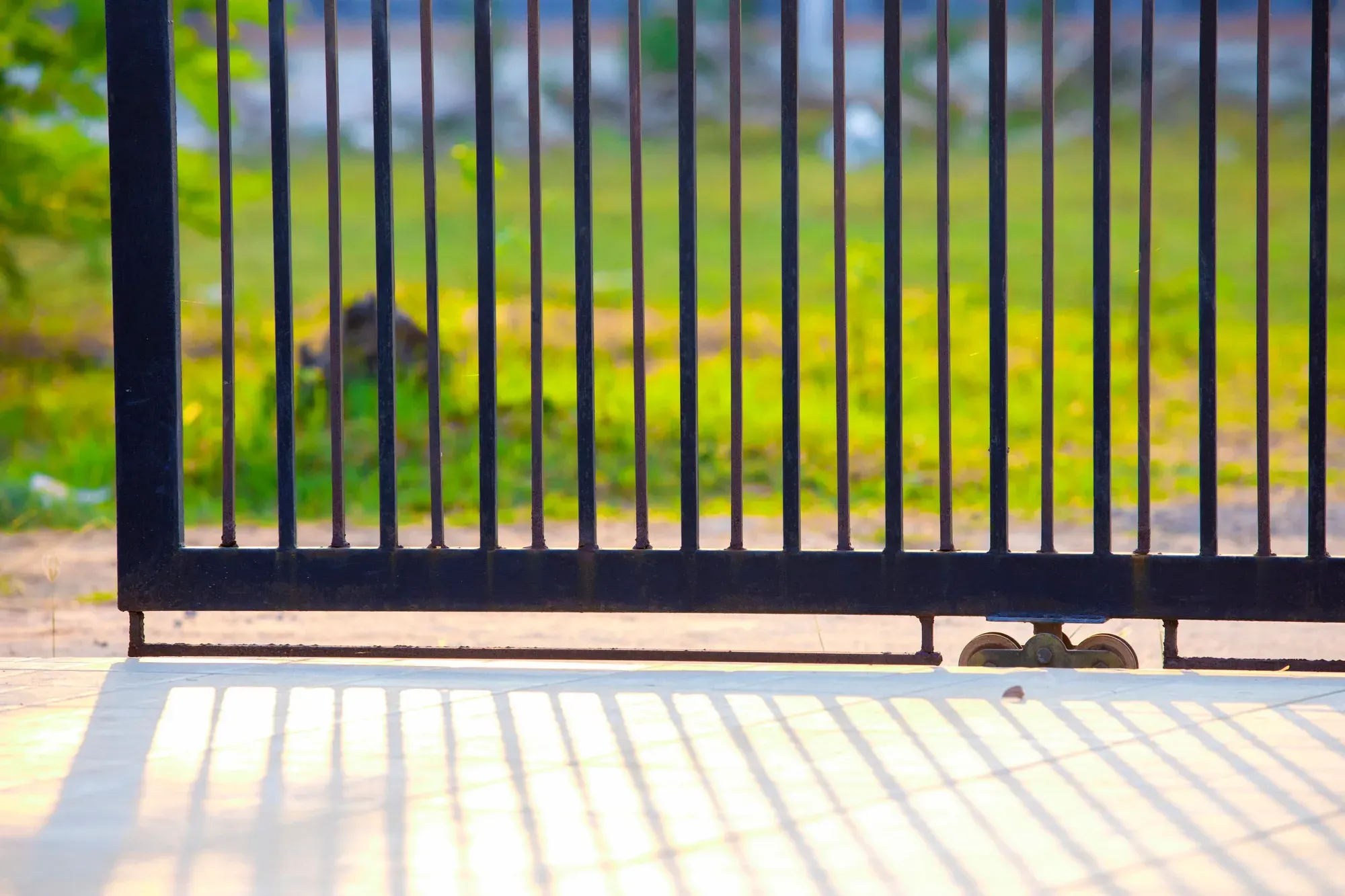 Black steel automatic sliding gate